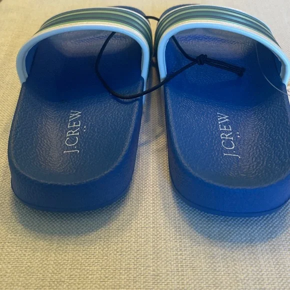 NWT J.CREW KIDS POOL SLIDES BLUE STRIPE COLORWAY SIZE K9 - Picture 4 of 6